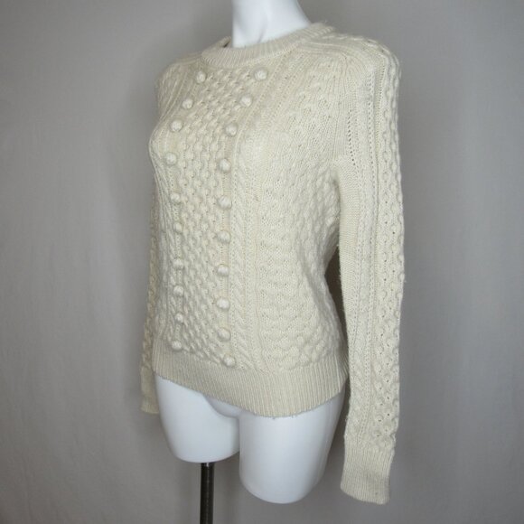 J. Crew Cream Popcorn Cable Knit Sweater Women's XS XSmall - Picture 2 of 8